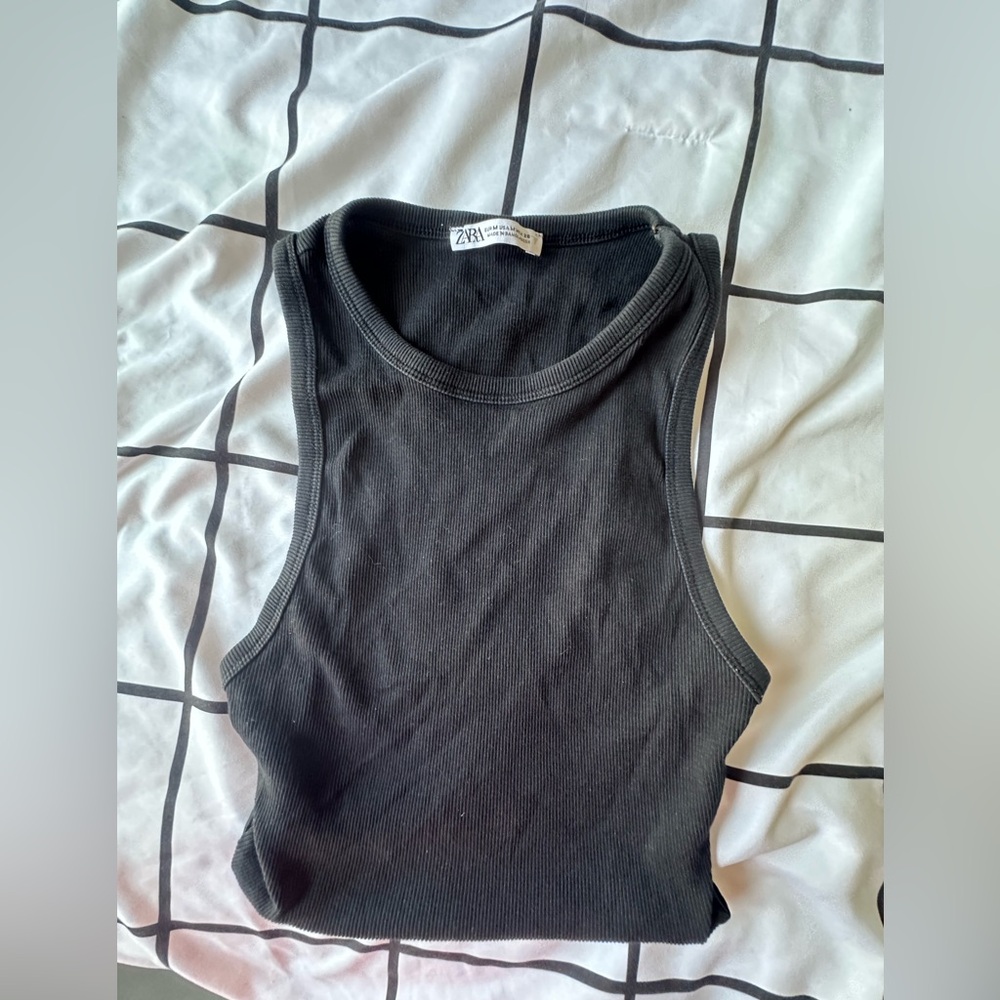 Zara Charcoal Ribbed Tank Top